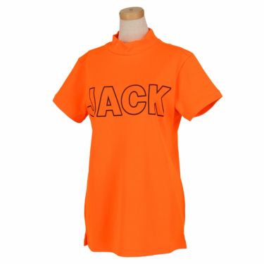 ジャックバニー Jack Bunny!!　レディース ビックロゴプリント ストレッチ 半袖 モックネックシャツ 263-3167532　2023年モデル オレンジ（150）