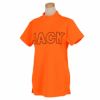ジャックバニー Jack Bunny!!　レディース ビックロゴプリント ストレッチ 半袖 モックネックシャツ 263-3167532　2023年モデル オレンジ（150）