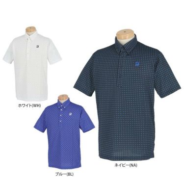 ブリヂストンゴルフ　メンズ ロゴプリント 小柄プリント 半袖 ボタンダウン ポロシャツ YGM07A　2023年モデル 詳細1