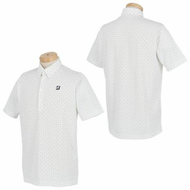 ブリヂストンゴルフ　メンズ ロゴプリント 小柄プリント 半袖 ボタンダウン ポロシャツ YGM07A　2023年モデル 詳細2