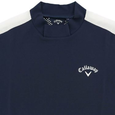 キャロウェイ Callaway　メンズ ロゴプリント ミニ鹿の子 生地切替 ストレッチ 半袖 モックネックシャツ C23134103　2023年モデル 詳細5