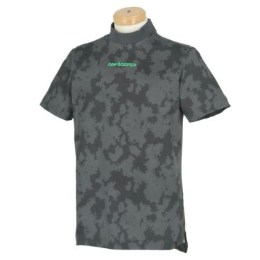 ニューバランスゴルフ　メンズ METRO 総柄 半袖 モックネックシャツ 012-3166011　2023年モデル ブラック（010）