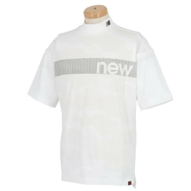ニューバランスゴルフ　メンズ SPORT ロゴボーダー メッシュカモフラージュ柄 半袖 モックネックシャツ 012-3166012　2023年モデル ホワイト（030）