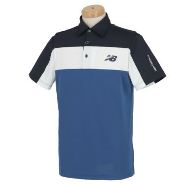 ニューバランスゴルフ　メンズ WORLD カラーブロック 生地切替 半袖 ポロシャツ 012-3168004　2023年モデル ブルー（112）