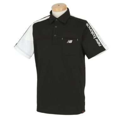 ニューバランスゴルフ　メンズ SPORT 配色切替 胸ポケット 半袖 ポロシャツ 012-3168012　2023年モデル ブラック（010）