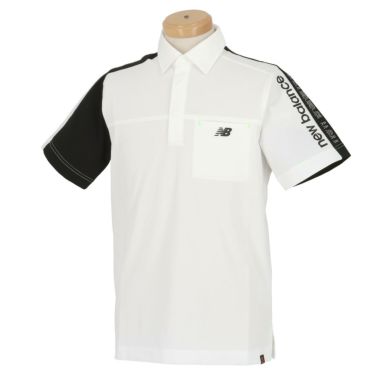 ニューバランスゴルフ　メンズ SPORT 配色切替 胸ポケット 半袖 ポロシャツ 012-3168012　2023年モデル ホワイト（030）