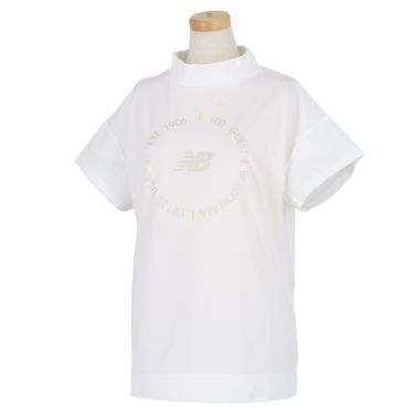 ニューバランスゴルフ　レディース METRO サークルロゴプリント ベア天竺 半袖 モックネックシャツ 012-3166511　2023年モデル ホワイト（030）