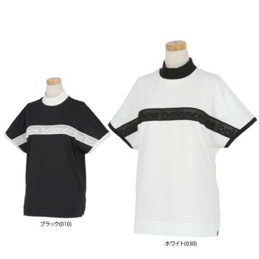 ニューバランスゴルフ　レディース SPORT メッシュロゴボーダー 半袖 フレンチスリーブ モックネックシャツ 012-3166513　2023年モデル 詳細1