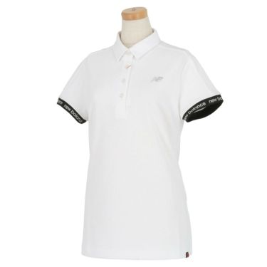 ニューバランスゴルフ　レディース SPORT フラワーレース 総柄 ジャカード 半袖 ポロシャツ 012-3168501　2023年モデル ホワイト（030）