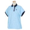 フィラ FILA　レディース ロゴ刺繍 総柄 フラワープリント 半袖 ポロシャツ 753-605　2023年モデル ライトブルー（LBL）