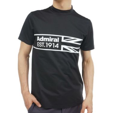 アドミラル Admiral　メンズ ロゴプリント 生地切替 ストレッチ 半袖 モックネックシャツ ADMA333　2023年モデル ブラック（10）