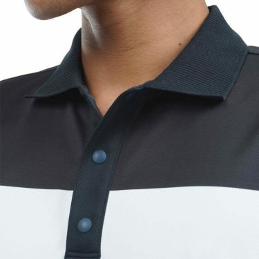 トミー ヒルフィガー ゴルフ　メンズ ロゴプリント マルチボーダー柄 半袖 ポロシャツ THMA329　2023年モデル 詳細4