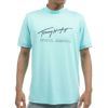 トミー ヒルフィガー ゴルフ　メンズ ロゴプリント ジャガードボーダー ストレッチ 半袖 モックネックシャツ THMA333　2023年モデル ミントグリーン（68）