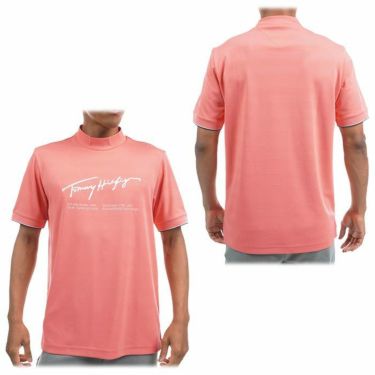 トミー ヒルフィガー ゴルフ　メンズ ロゴプリント ジャガードボーダー ストレッチ 半袖 モックネックシャツ THMA333　2023年モデル 詳細3