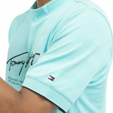 トミー ヒルフィガー ゴルフ　メンズ ロゴプリント ジャガードボーダー ストレッチ 半袖 モックネックシャツ THMA333　2023年モデル 詳細6