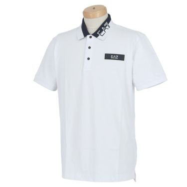 エンポリオ アルマーニ EA7　メンズ ロゴジャカード 半袖 ポロシャツ 3RPF09 PJ04Z　2023年モデル ホワイト（1100）