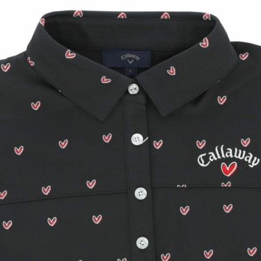 キャロウェイ Callaway　レディース ハート柄 アシンメトリーデザイン 鹿の子 半袖 フレアヘム ポロシャツ C23134224　2023年モデル 詳細5