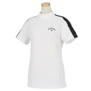 キャロウェイ Callaway　レディース 生地切替 半袖 モックネックシャツ C23134233　2023年モデル ホワイト（1030）