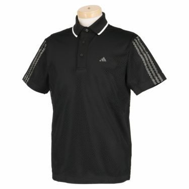 アディダス adidas　メンズ ULTIMATE365 メッシュレイヤード スリーストライプス 半袖 ポロシャツ EAU37　2023年モデル ブラック（HT0077）