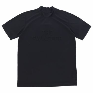 ザ スウィンガー THE SWINGGGR　メンズ エンボスロゴ ストレッチ 半袖 モックネックシャツ SWG23SS-CT002 ブラック（BLK）