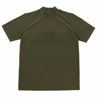 ザ スウィンガー THE SWINGGGR　メンズ エンボスロゴ ストレッチ 半袖 モックネックシャツ SWG23SS-CT002 オリーブ（OLV）