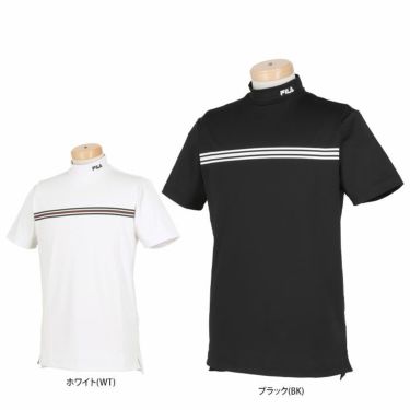 フィラ FILA　メンズ ロゴプリント ラインデザイン ストレッチ 半袖 モックネックシャツ 743-600　2023年モデル 詳細1