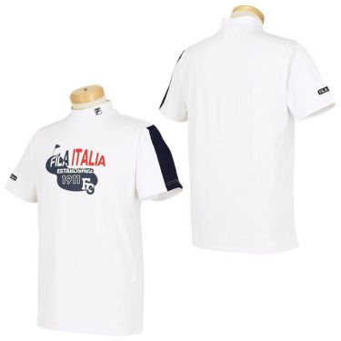 フィラ FILA　メンズ ロゴデザインプリント 配色切替 ストレッチ 半袖 モックネックシャツ 743-601　2023年モデル 詳細2