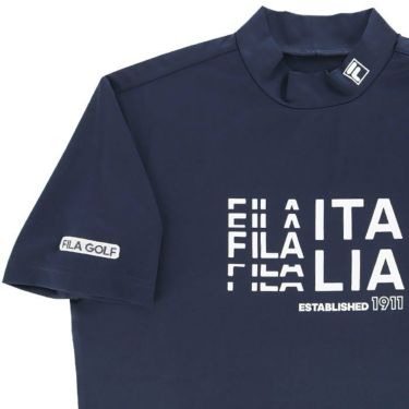 フィラ FILA　メンズ ロゴデザインプリント 配色切替 ストレッチ 半袖 モックネックシャツ 743-601　2023年モデル 詳細3