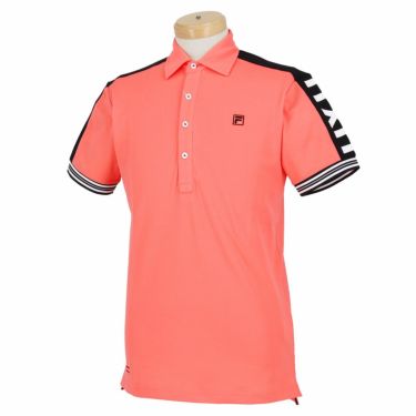 フィラ FILA　メンズ 鹿の子 ロゴ刺繍 バイカラー ライン切替 半袖 ポロシャツ 743-643　2023年モデル ピンク（PK）