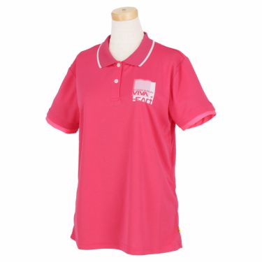 ビバハート VIVA HEART　レディース 鹿の子 ボックスロゴプリント 半袖 ポロシャツ 012-28445　2023年モデル ピンク（73）