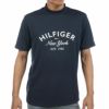 トミー ヒルフィガー ゴルフ　メンズ アーチロゴプリント ストレッチ 半袖 モックネックシャツ THMA318　2023年モデル ネイビー（30）