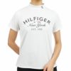 トミー ヒルフィガー ゴルフ　レディース アーチロゴプリント ストレッチ 半袖 モックネックシャツ THLA312　2023年モデル ホワイト（00）
