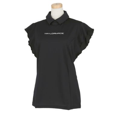 テーラーメイド TaylorMade　レディース ロゴプリント 半袖 フレンチスリーブ ポロシャツ TJ199　2023年モデル ブラック（N97251）