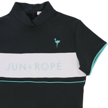 ジュン アンド ロペ JUN ＆ ROPE　レディース ロゴデザイン メッシュ 配色切替 ストレッチ 半袖 モックネックシャツ ERM13010　2023年モデル 詳細2