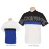 ブラック＆ホワイト Black＆White　ホワイトライン メンズ ビッグロゴプリント 配色切替 半袖 モックネックシャツ BGS9603WM　2023年モデル
