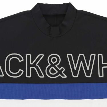 ブラック＆ホワイト Black＆White　ホワイトライン メンズ ビッグロゴプリント 配色切替 半袖 モックネックシャツ BGS9603WM　2023年モデル 詳細3