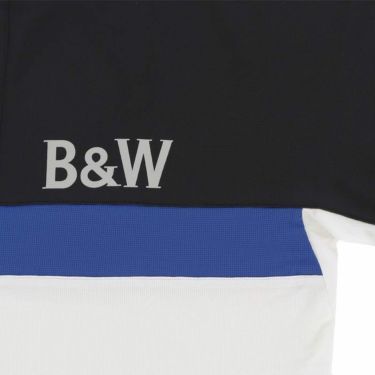 ブラック＆ホワイト Black＆White　ホワイトライン メンズ ビッグロゴプリント 配色切替 半袖 モックネックシャツ BGS9603WM　2023年モデル 詳細5