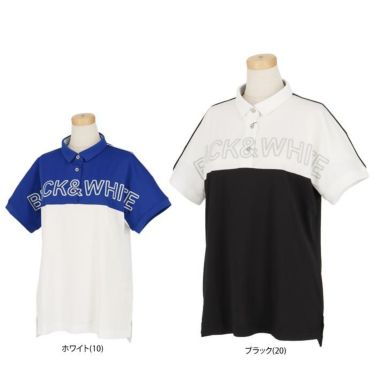 ブラック＆ホワイト Black＆White　ホワイトライン レディース ビッグロゴプリント 配色切替 半袖 ポロシャツ BLS9603WM　2023年モデル 詳細1