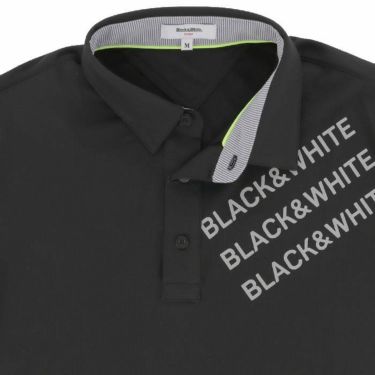 ブラック＆ホワイト Black＆White　ホワイトライン メンズ ロゴプリント ライン切替 ストレッチ 半袖 ポロシャツ BGS9503WI　2023年モデル 詳細3