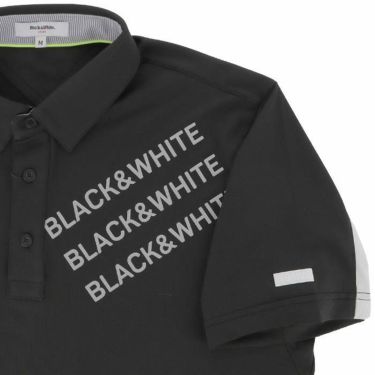 ブラック＆ホワイト Black＆White　ホワイトライン メンズ ロゴプリント ライン切替 ストレッチ 半袖 ポロシャツ BGS9503WI　2023年モデル 詳細4