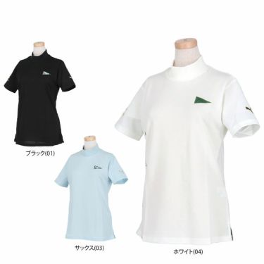 プーマ PUMA　レディース ロゴデザイン ストレッチ ツアー 半袖 リブ衿 モックネックシャツ 622445　2023年モデル 詳細1