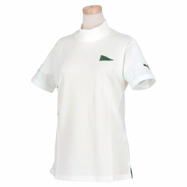 プーマ PUMA　レディース ロゴデザイン ストレッチ ツアー 半袖 リブ衿 モックネックシャツ 622445　2023年モデル ホワイト（04）