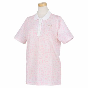 プーマ PUMA　レディース 総柄 グラフィックプリント 半袖 ポロシャツ 622447　2023年モデル ペールピンク（03）