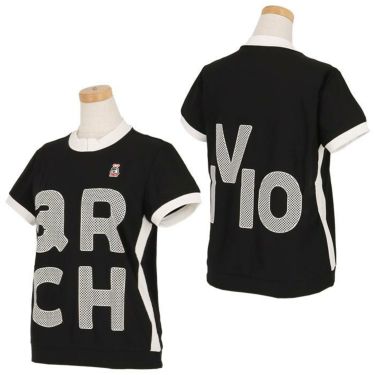 アルチビオ archivio　レディース 格子柄ロゴプリント メッシュ切替 バイカラー 半袖 モックネック プルオーバー A259601　2023年モデル 詳細2