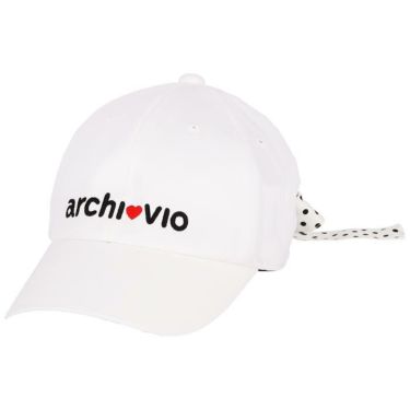 アルチビオ archivio　レディース ロゴ刺繍 ドット柄 リボン付き キャップ A250313 190 ホワイト×ブラック　2023年モデル ホワイト×ブラック（190）