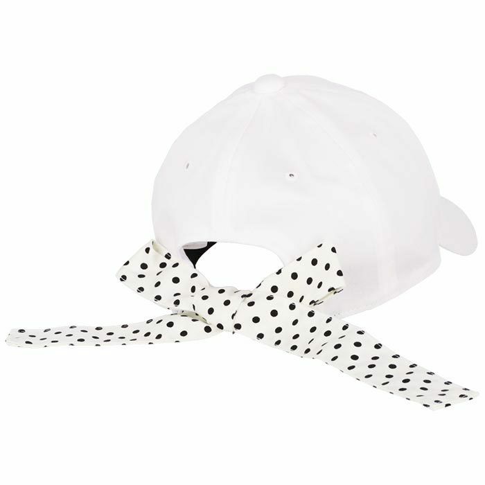 アルチビオ archivio　レディース ロゴ刺繍 ドット柄 リボン付き キャップ A250313 190 ホワイト×ブラック　2023年モデル 詳細1