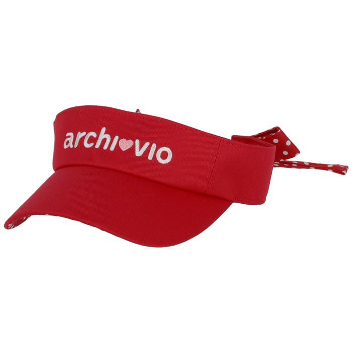 アルチビオ archivio　レディース ロゴ刺繍 ドット柄 リボン付き サンバイザー A250314 020 レッド　2023年モデル レッド（020）