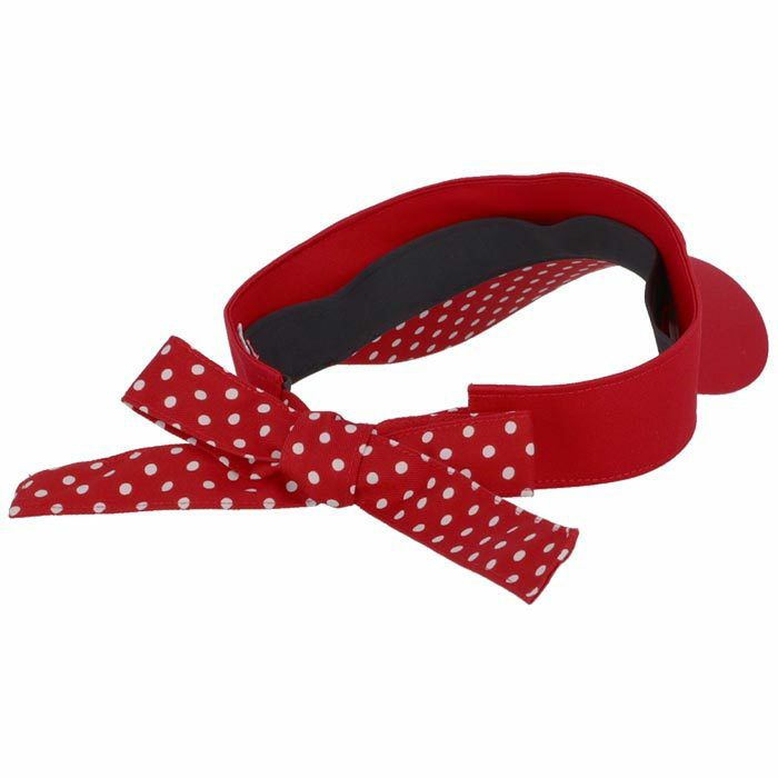 アルチビオ archivio　レディース ロゴ刺繍 ドット柄 リボン付き サンバイザー A250314 020 レッド　2023年モデル 詳細1