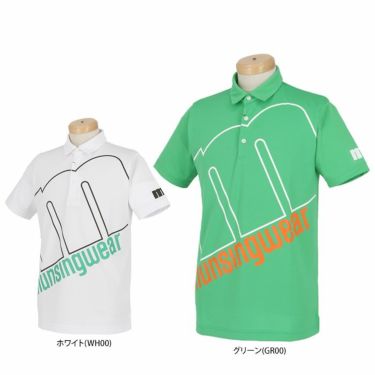 マンシングウェア Munsingwear　メンズ 鹿の子 ビックロゴ プリントデザイン 半袖 ポロシャツ MEMVJA10　2023年モデル 詳細1