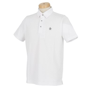 マンシングウェア Munsingwear　メンズ ロゴデザイン 総柄ジャガード 半袖 ポロシャツ MGMVJA02CH　2023年モデル ホワイト（WH00）